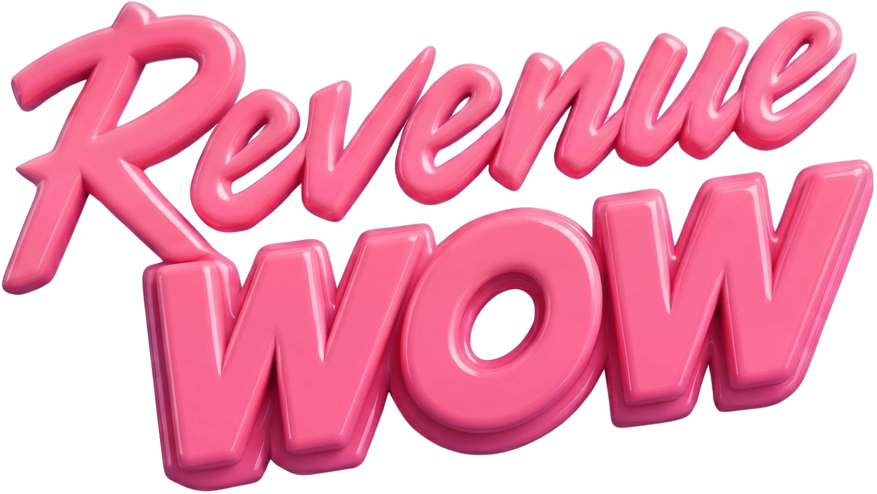 RevenueWOW wordmark on light purple background